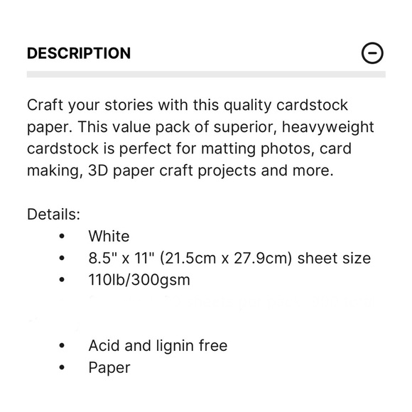 White Heavyweight Cardstock Paper. Crafting paper. 8.5” X 11”. 100 sheets. New. - Picture 3 of 3